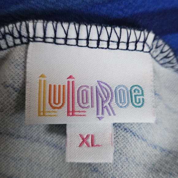 LuLaRoe Vibrant Blue Striped Pencil Skirt - Picture 5 of 7